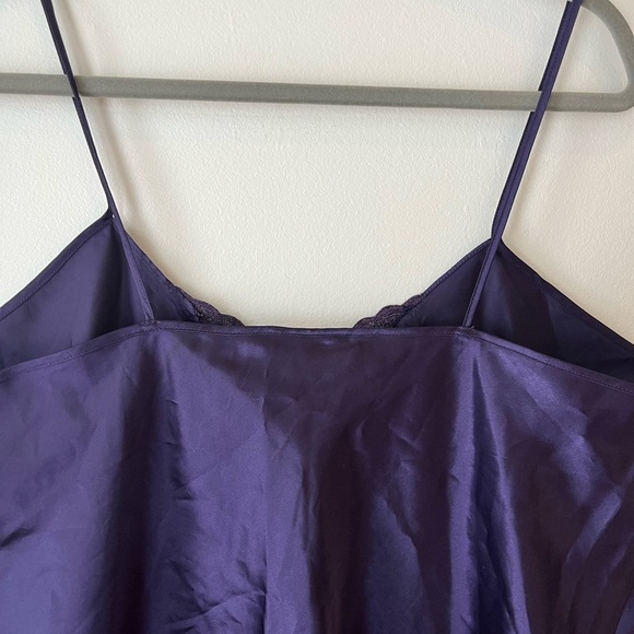 Vintage Sentiments Purple Satin Slip Dress women’s size large Lace Trim Y2K - Picture 10 of 10